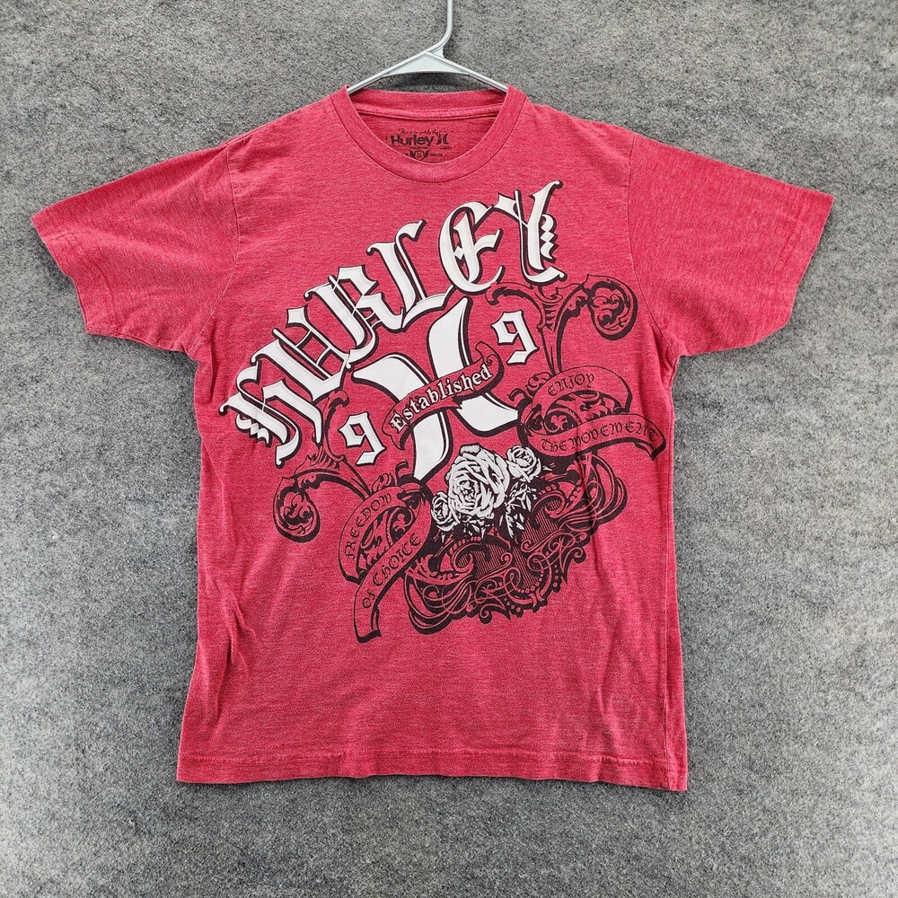 Hurley Shirt Mens Medium Short Sleeve Red Logo - Picture 1 of 5